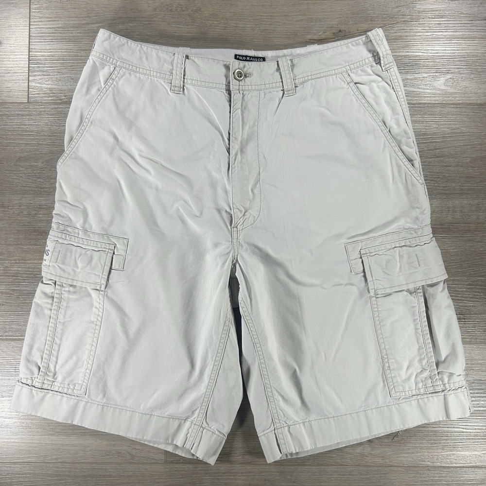 Vintage Polo Jeans Ralph Lauren Shorts Men 34 RL 67 Cargo Military Trouser Beige